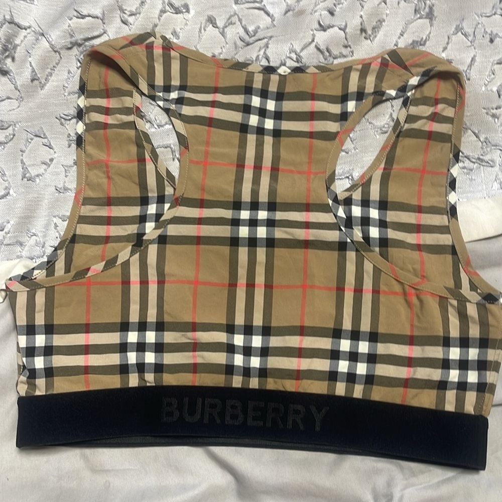 Burberry Vintage check bra top in soft stretch jersey tagged with our logo - Picture 6 of 6